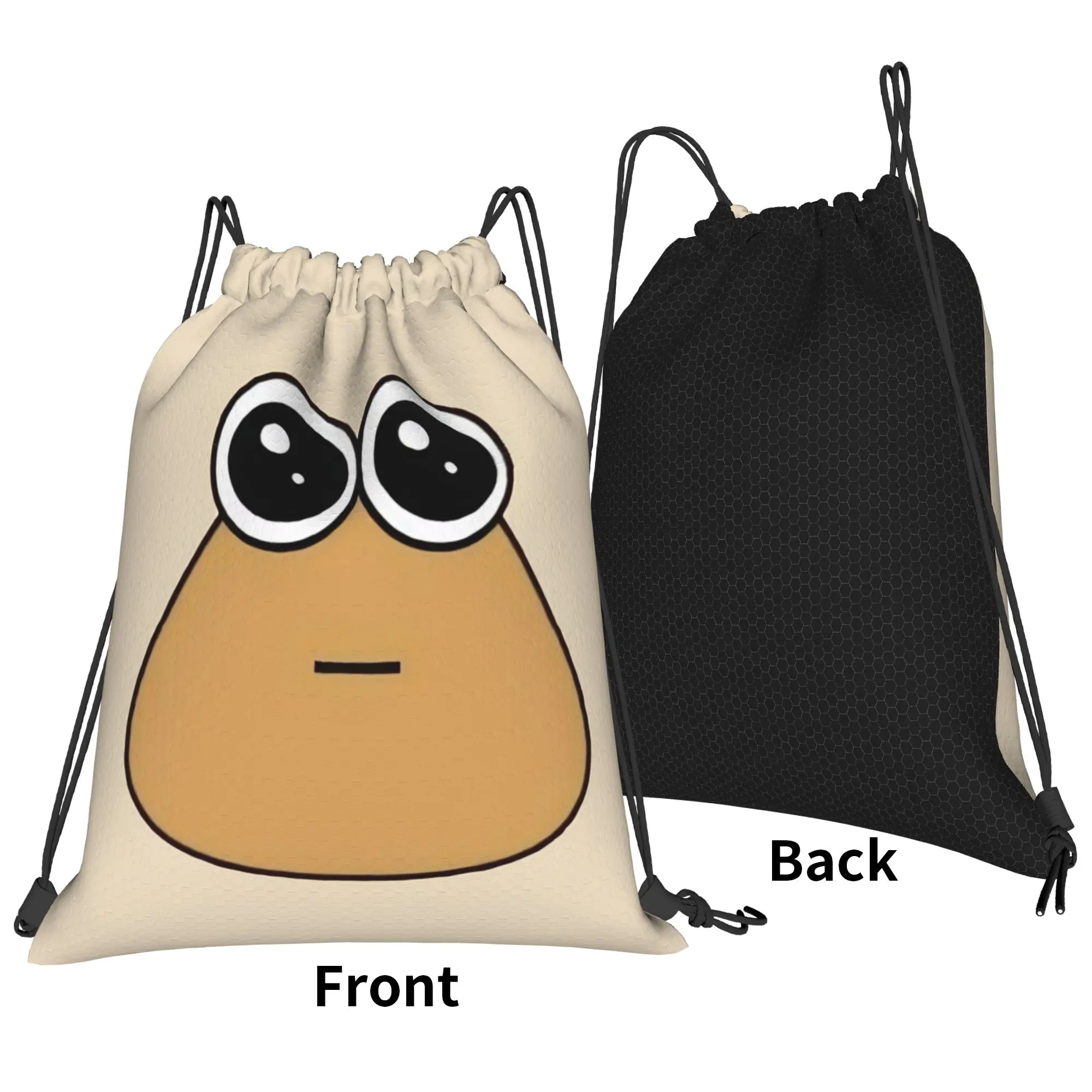 My Pet Alien Pou Bag Drawstring Backpack Sports Gym Sackpack Water Resistant Virtual Pet String Bag Hiking 36cm (W) x 43cm (H)