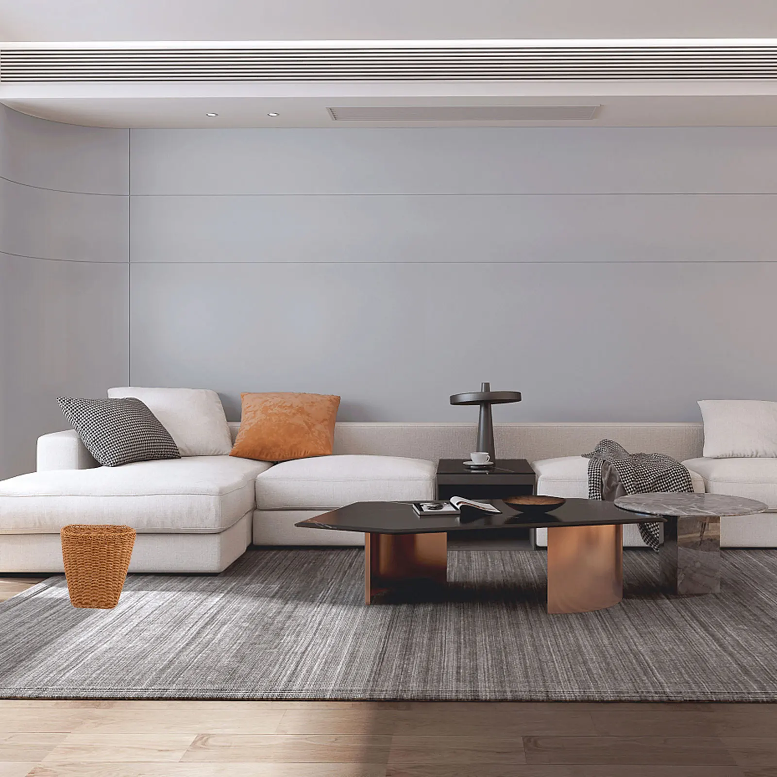 

Plastic Rattan Woven Storage Basket For Home Kitchen Bedroom Bathroom Living Room Trash Can Sundries Organizer Wastepaper Basket