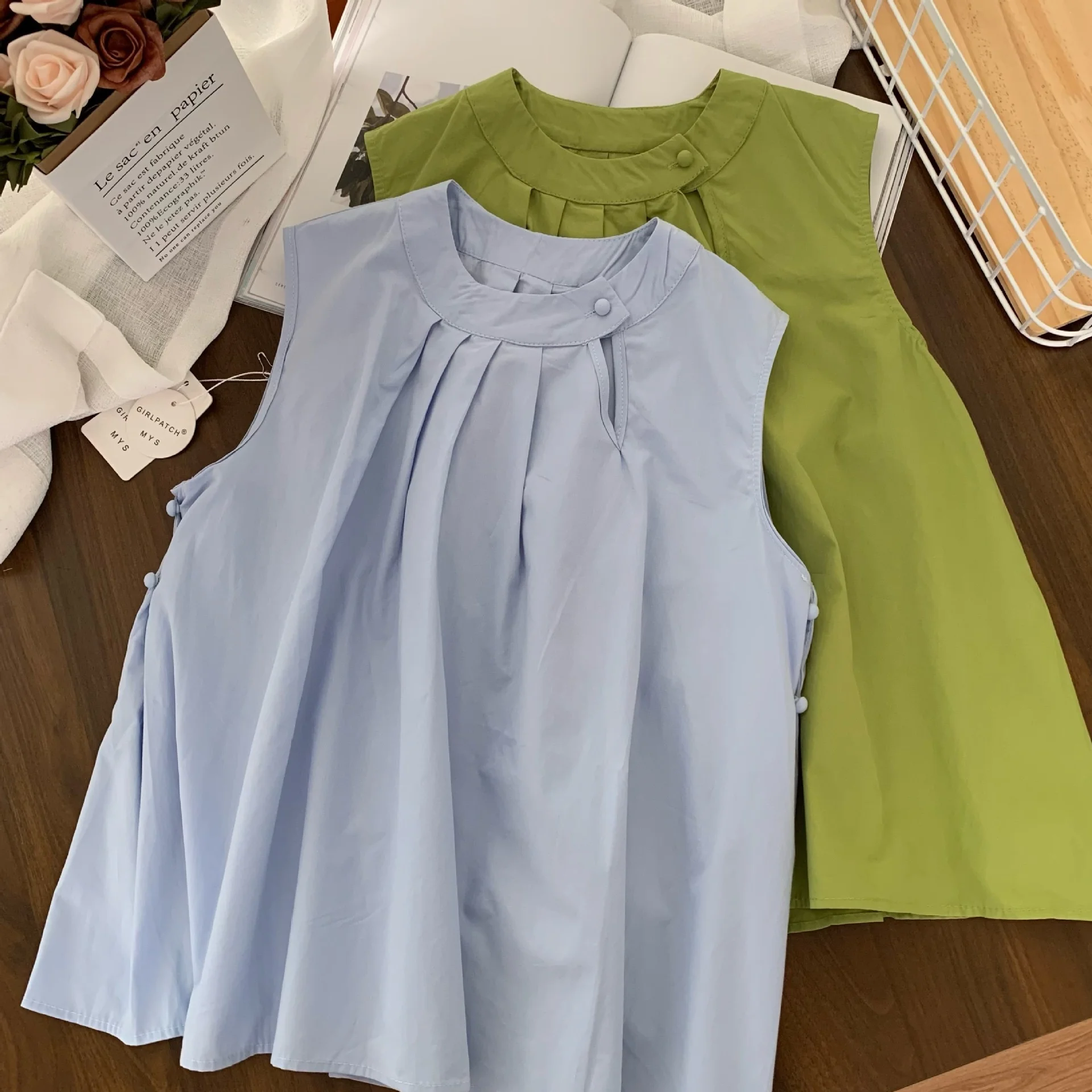 

Корейский круглый Ne Svel irt женский летний плиссированный свободный топ для похудения, закрывающий живот, универсальный топ