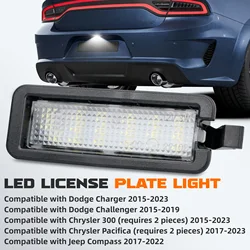 1 pcs 12V Car LED License Plate Light Lamp For Dodge Charger Challenger For Chrysler 300 Pacifica Jeep Compass
