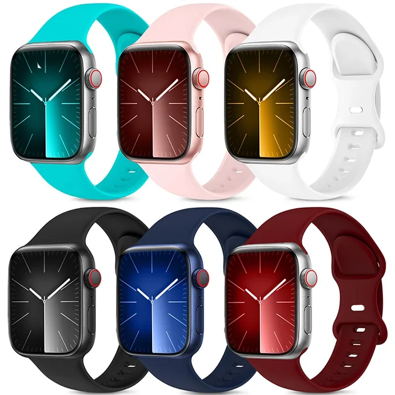 Silicone Strap for Apple Watch Band 44mm 40mm 45mm 41mm 4mm 46mm 38 MM Bracelet Iwatch Series 8 7 SE 4 5 6 9 10 Ultra 3 2 1 49MM