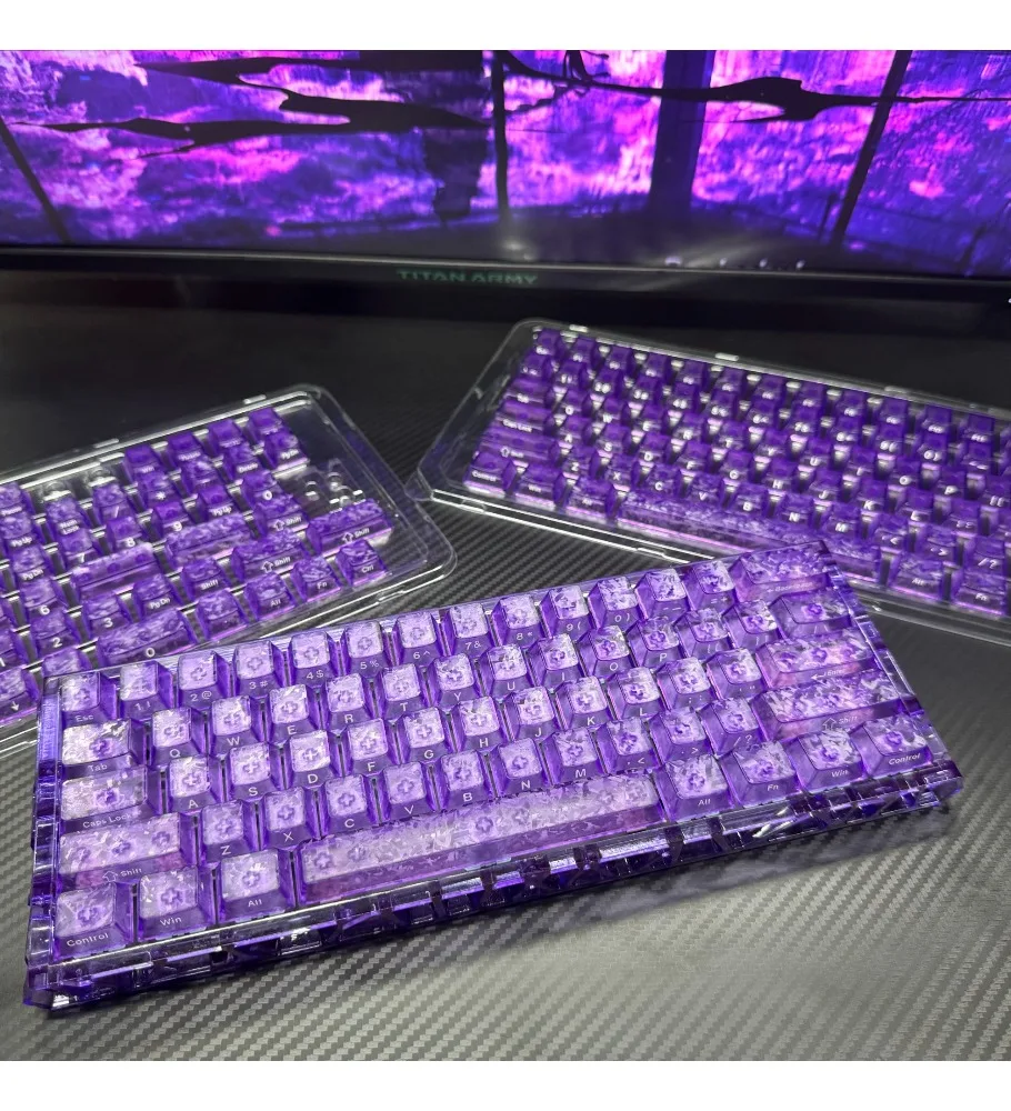Purple Carbon Keycap 3.0 Side Engraved Light Transmission Adaptation Maicong Ace68 Night Demon Leader EV63 made68 ATKRS6