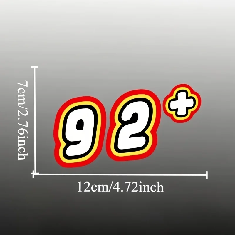 Cartoon Racing Number Sticker 92 95 98 Plus Sign Red Yellow Vinyl Decal Waterproof Motorcycle Helmet Car Body Decoration