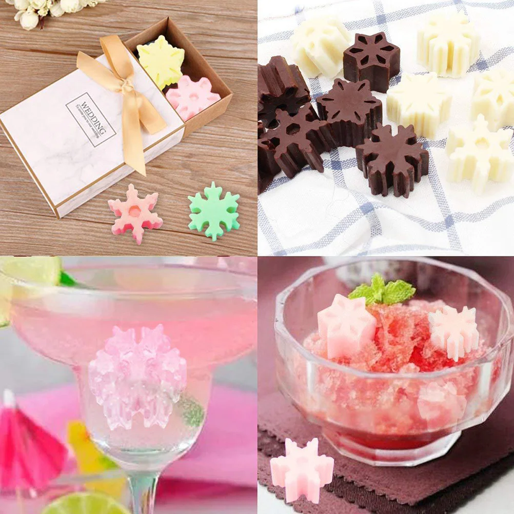 

2 PCS Ornament Chocolate Mold Molds Silicone Soap Tray Candy Ice Cube Trays Snowflake