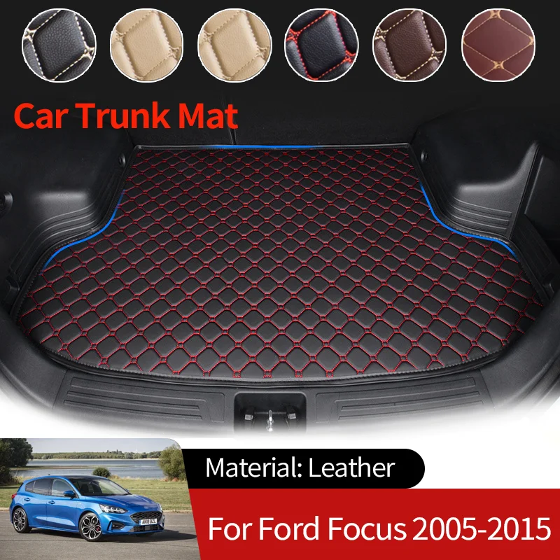 

Leather Auto Boot Liner Cargo Rear Trunk Mats Luggage FLoor Tray Waterproof Carpet Accessories for Ford Focus Mk3 III 2011~2018