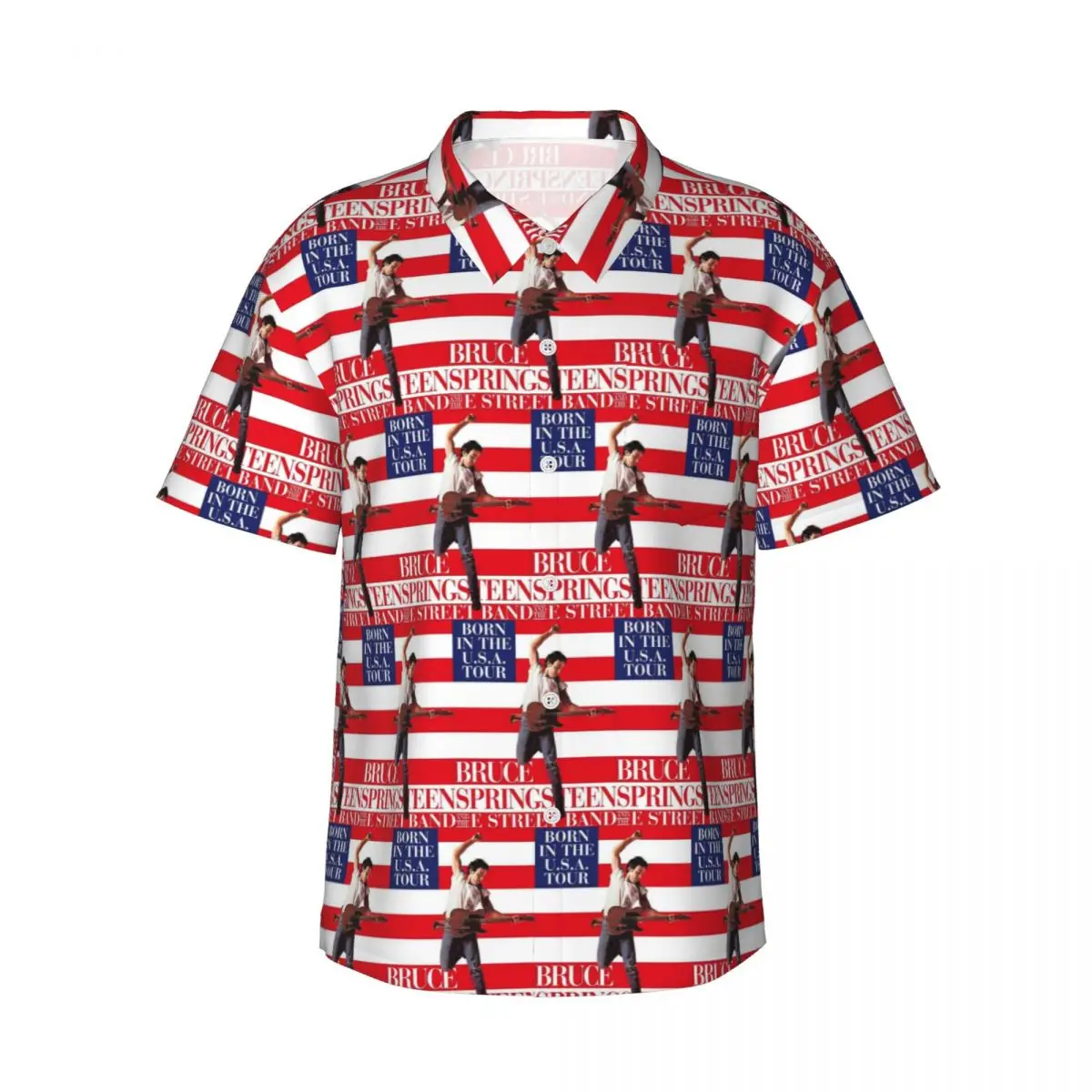 

Bruce Springsteen 2024 World Tour Rock Music Men's Shirts Hawaiian Short Sleeve Shirt Casual Button Tops for Summer Beach