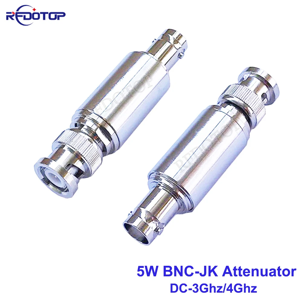 1Pcs 5W BNC-JK Type Attenuator 1/2/3/5/6/10/15/20/25db/30db/40db/50db DC-3Ghz/4Ghz RF Coaxial Power BNC Male to Female Connector