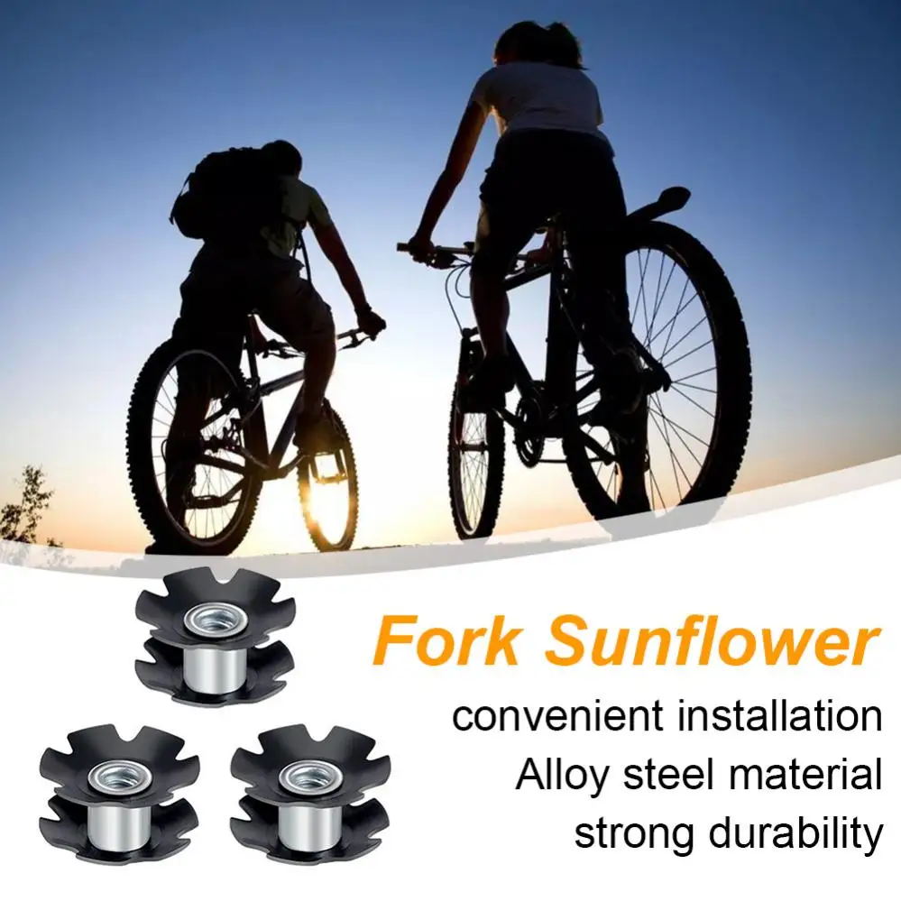 3pcs Bicycle Front Fork Mount Core Bowl Group Cycling Headset Star Nut Road Bicycle Steer Tube Bike Front Fork Star Nut for Bike