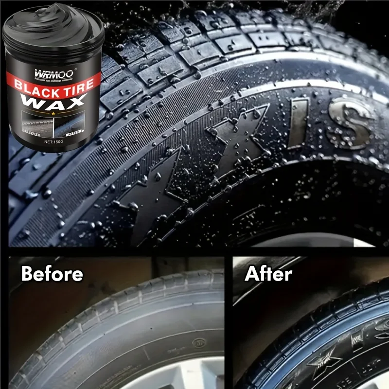 Tyre Black Car Tire Wax - Automotive Wheel Care Blackening Brightener, Anti-Aging Crack Prevention, Plastic Restoration