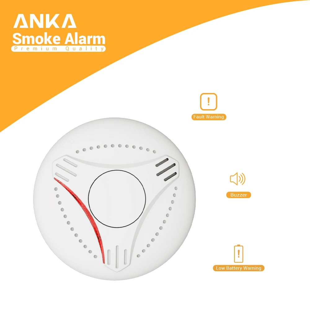 Smart home security alarm system Tuya zigbee smoke detector interconnected lithium battery mute large button Built in lithium ba