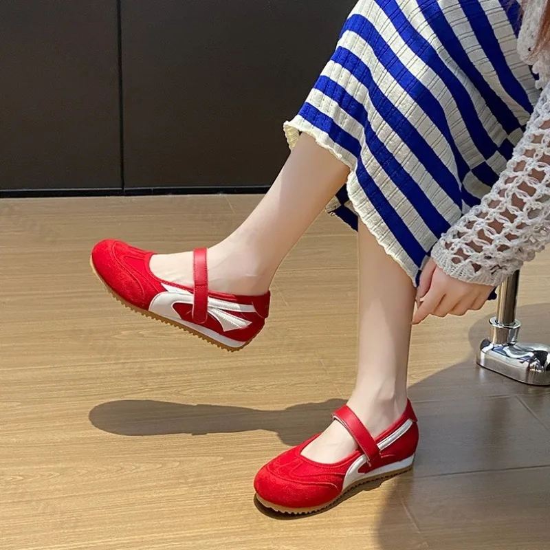 

Весна 2025 г., женские модные повседневные туфли с цветными блоками и открытым носком, дышащие удобные универсальные кроссовки на плоской подошве с сеткой