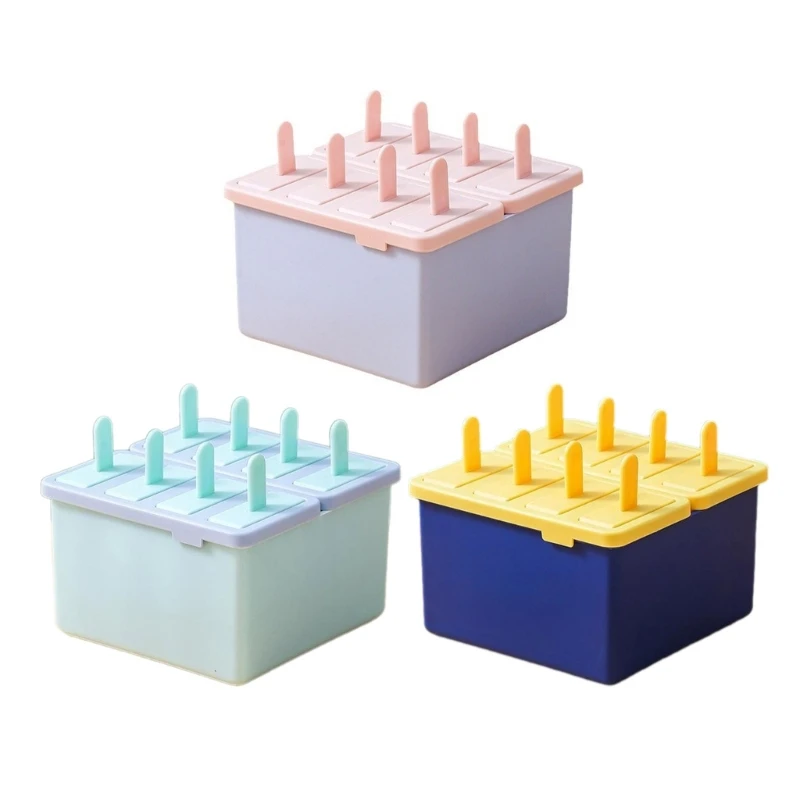 

8 Compartment Ice Cream Molds Popsicles Molds Ice Molds PP Texture Ice Cream Box