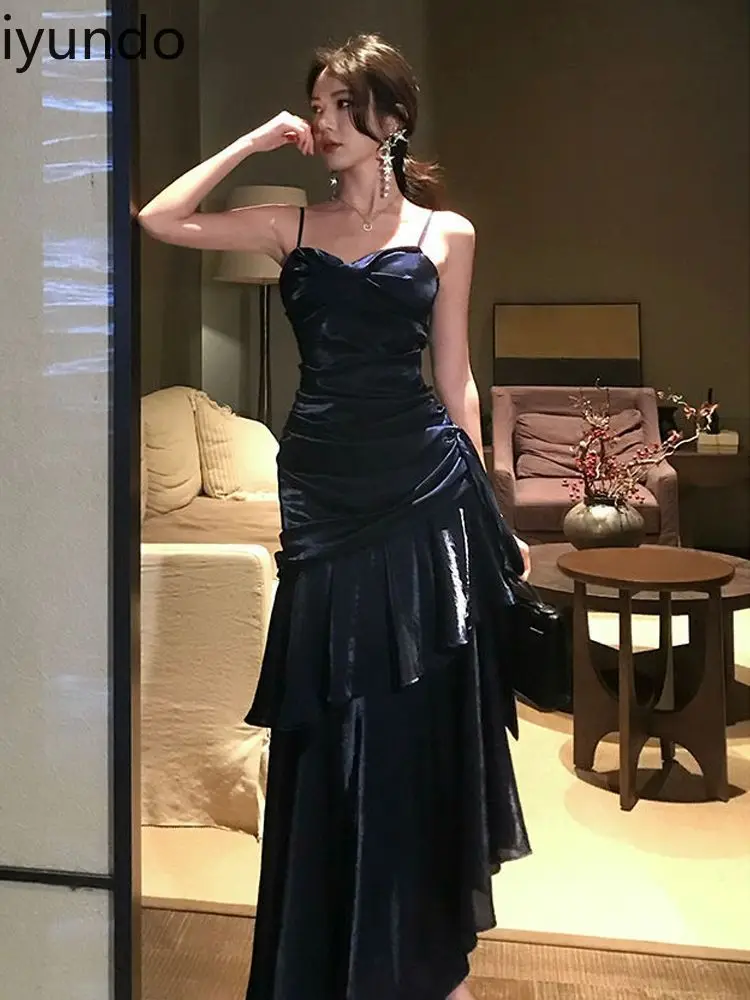 2025 ฤดูร้อนผู้ใหญ่พิธี A-Line ฤดูร้อนเสื้อผ้าผู้หญิงสไตล์ใหม่ High-end หรูหราสีทึบ Ruffled SLIM FIT ชุด