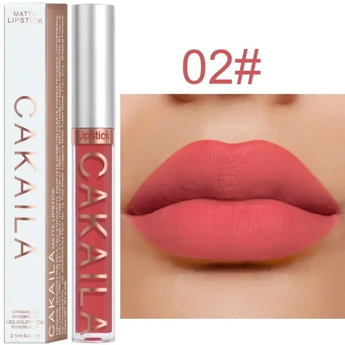 Imagen 2 del producto Esmalte de labios de terciopelo, brillo de labios mate rojo oscuro de larga duración, lápiz labial líquido resistente al agua, maquillaje Natural, tinte de labios Sexy para mujer, 18 colores