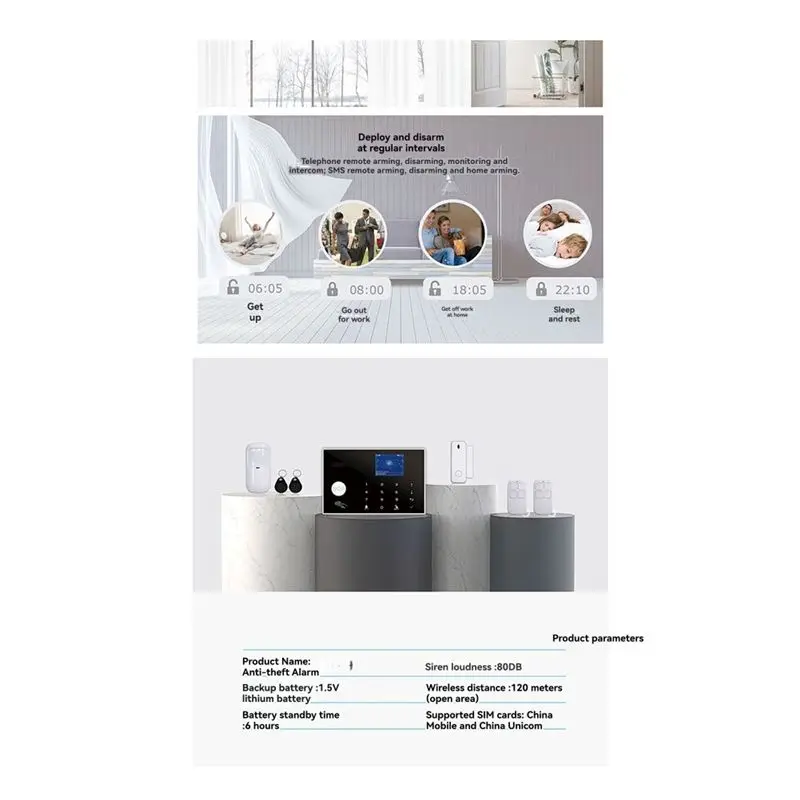 B29C-Tuya G30 Burglar Alarms For Home Security Protection With Temperature And Humidity Display WIFI GSM Alarms System US Plug
