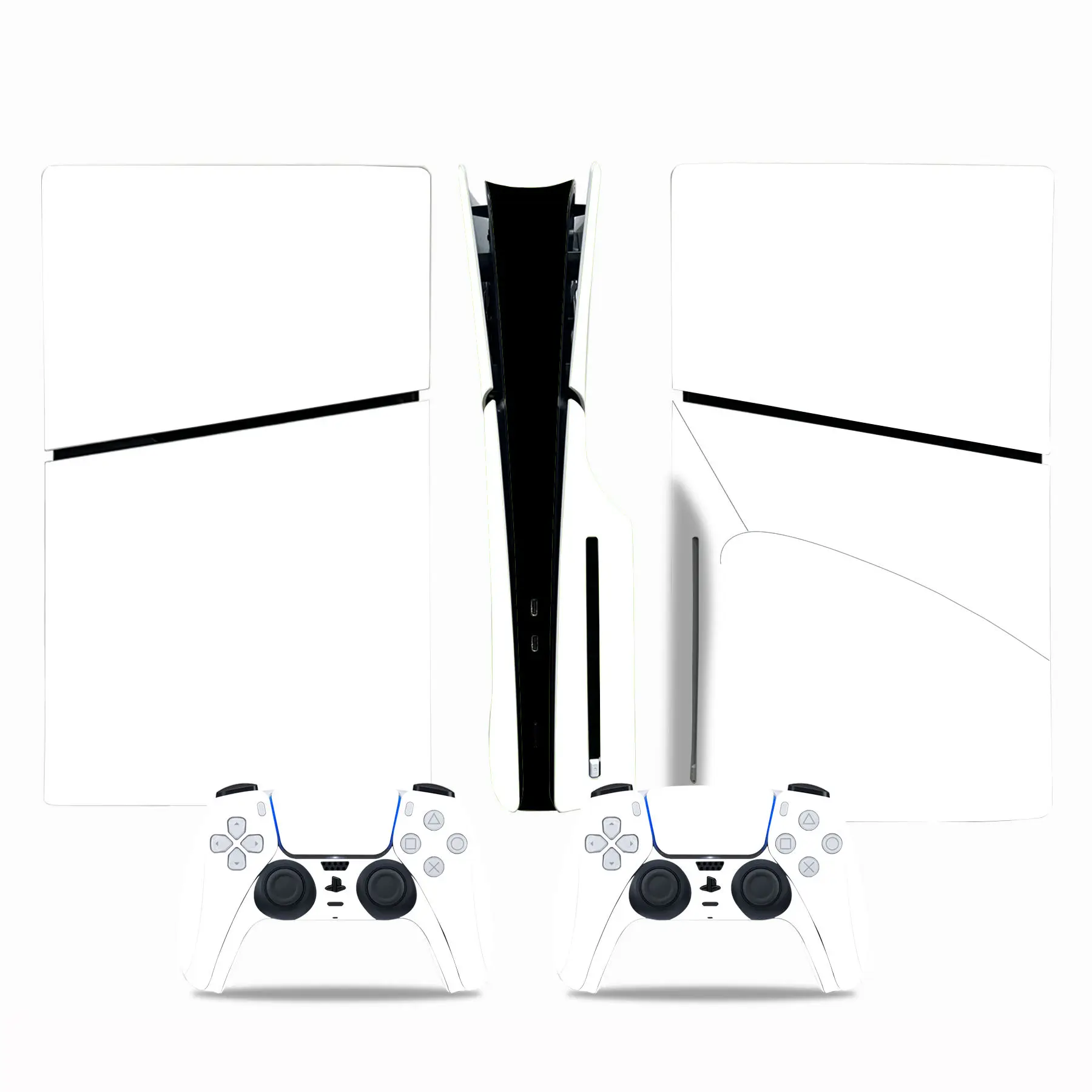 White black color Colors Vinyl Skin Sticker for PS5 slim disc and 2 controller skins stickers