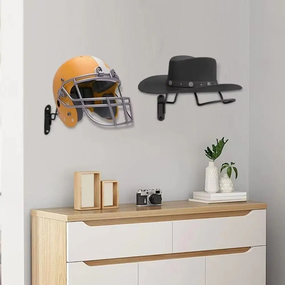 Metal Hanger Wall Helmet Storage Rack Durable Space Saving Wall-Mounted Helmet Hanger Strong Load-bearing Multi-functional
