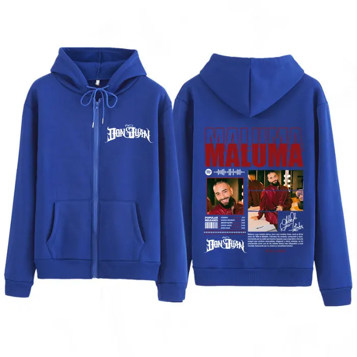 مغني الراب مالوما جولة 2025 الجرافيك زمم هوديي الرجال النساء موضة الهيب هوب البلوز سميكة عادية خمر سستة بلوزات القمم