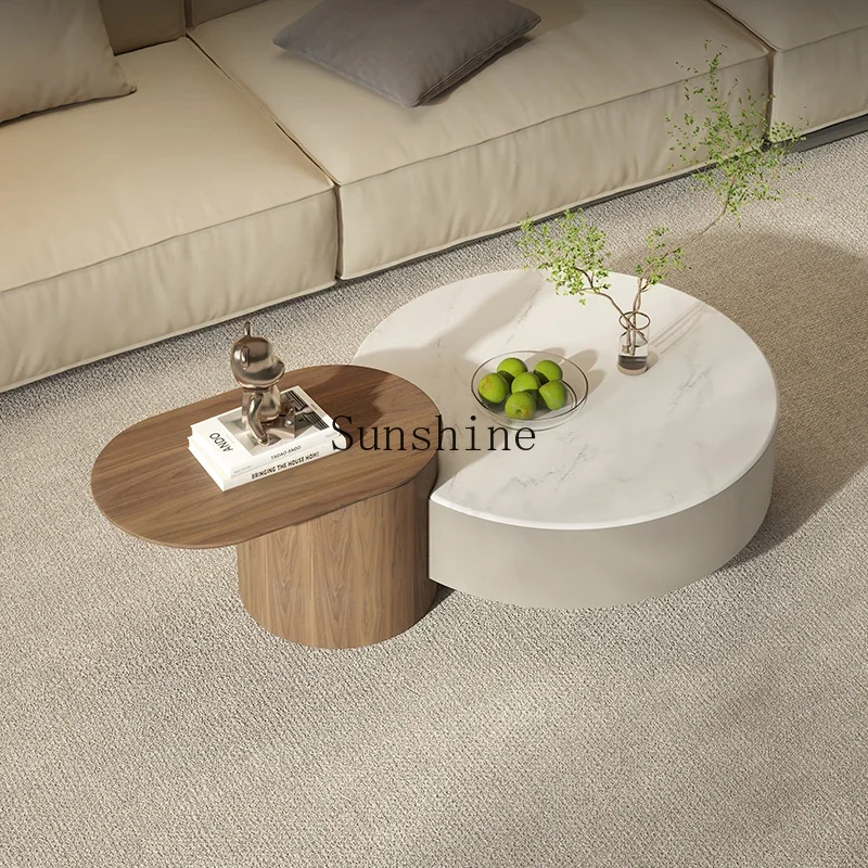 

Italian minimalist multi-function modern light luxury liftable movable coffee table combination