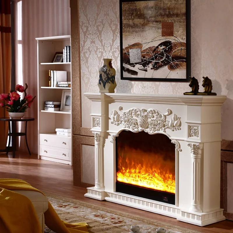 Customized 1/1.2/1.5m European mantel TV cabinet Electric fireplace core Simulation fire American fireplace decorative cabinet