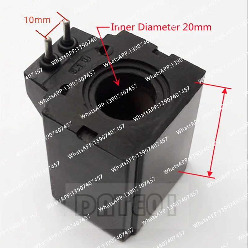 Ac220v Solenoid Valve Coil Two Pins Inner Diameter 20mm Height 52mm PIN Distance 10mm AC110v