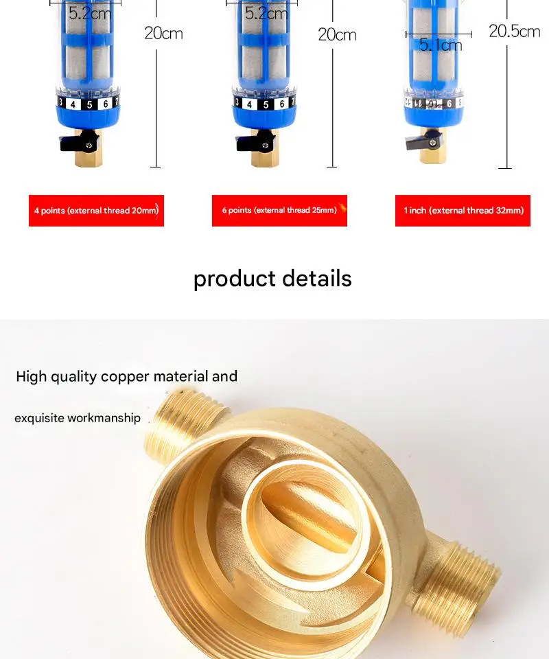 3/4 Inch 1/2 Inch Filtros De Agua Pressure Regulating Backwash Water Purifier Filter System Brass Household Pre Water Filter