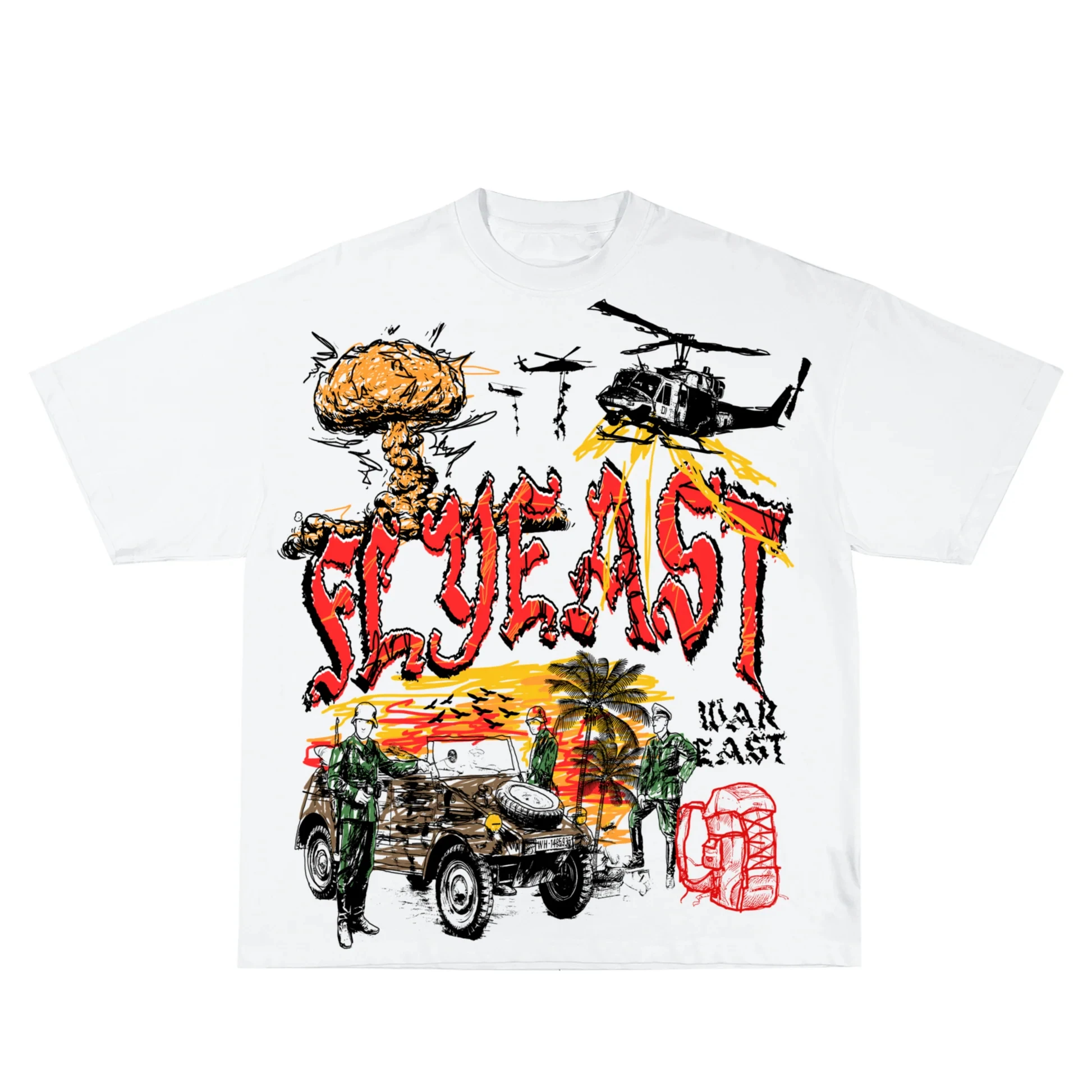 

Men Clothing T-shirt America Street Trend Gothic Combat Graphic T Shirts Oversized Loose Men Women Hip Hop Streetwear T-Shirt