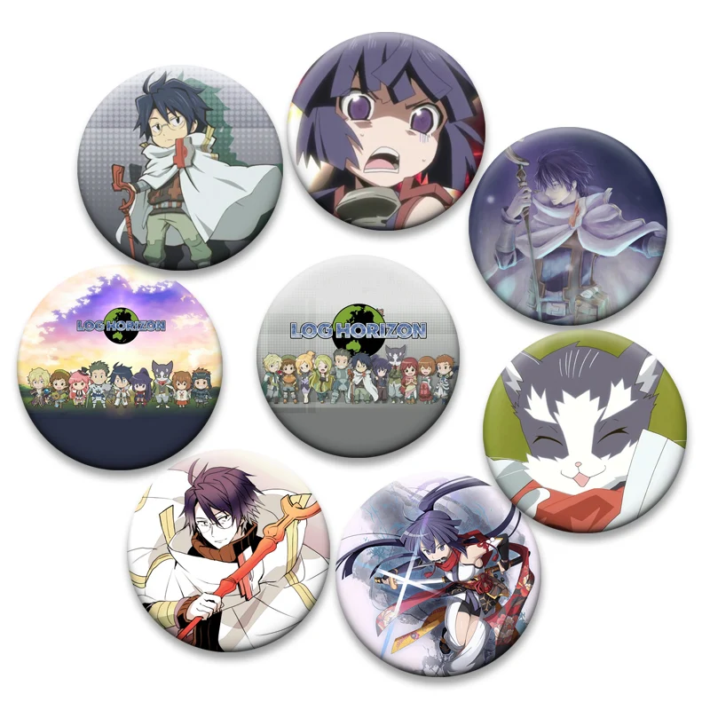 

Anime Log Horizon Button Pins Shiroe,Akatsuki Cartoon Badge Fashion Round Creative Brooches for Backpack Jewelry Accessorie Gift