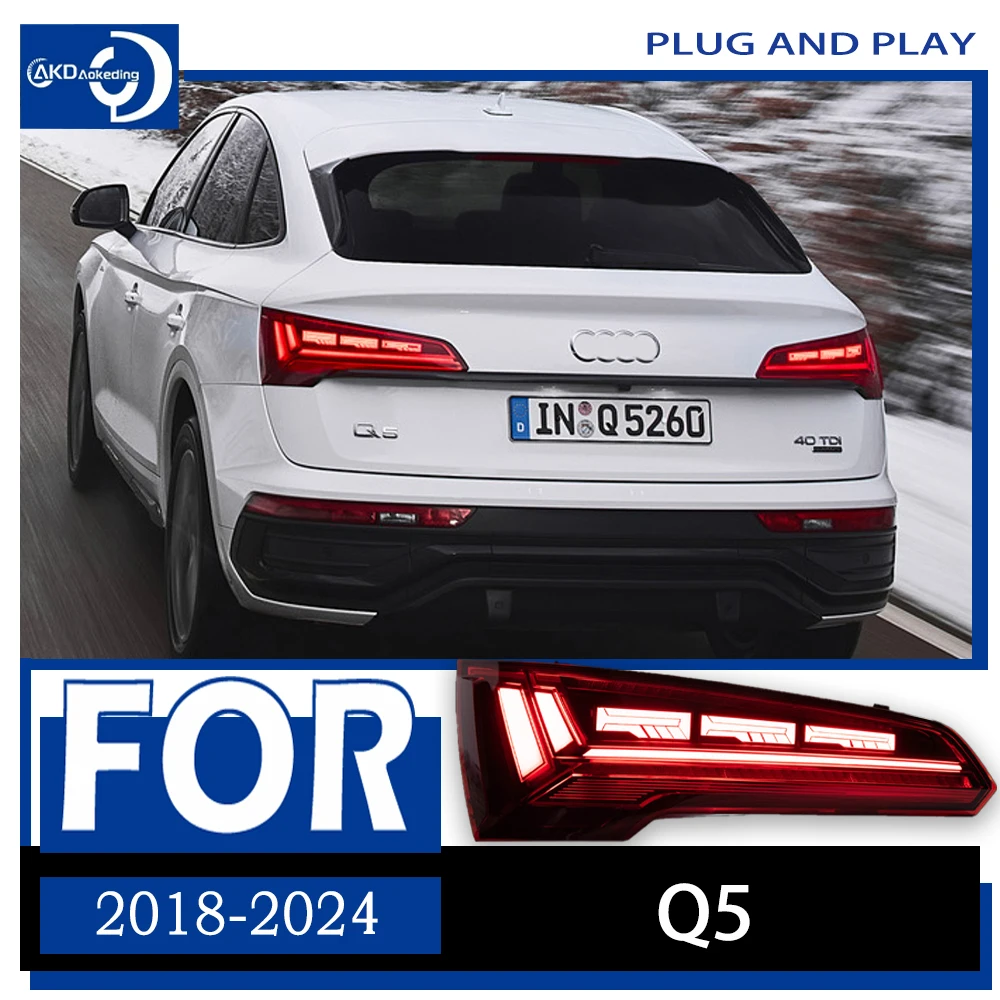 

AKD Автомобильный Стайлинг Задний фонарь для Audi Q5 2018-2024 Q5 Светодиодный задний фонарь Задний фонарь указателя поворота Динамический авто DRL Аксессуары