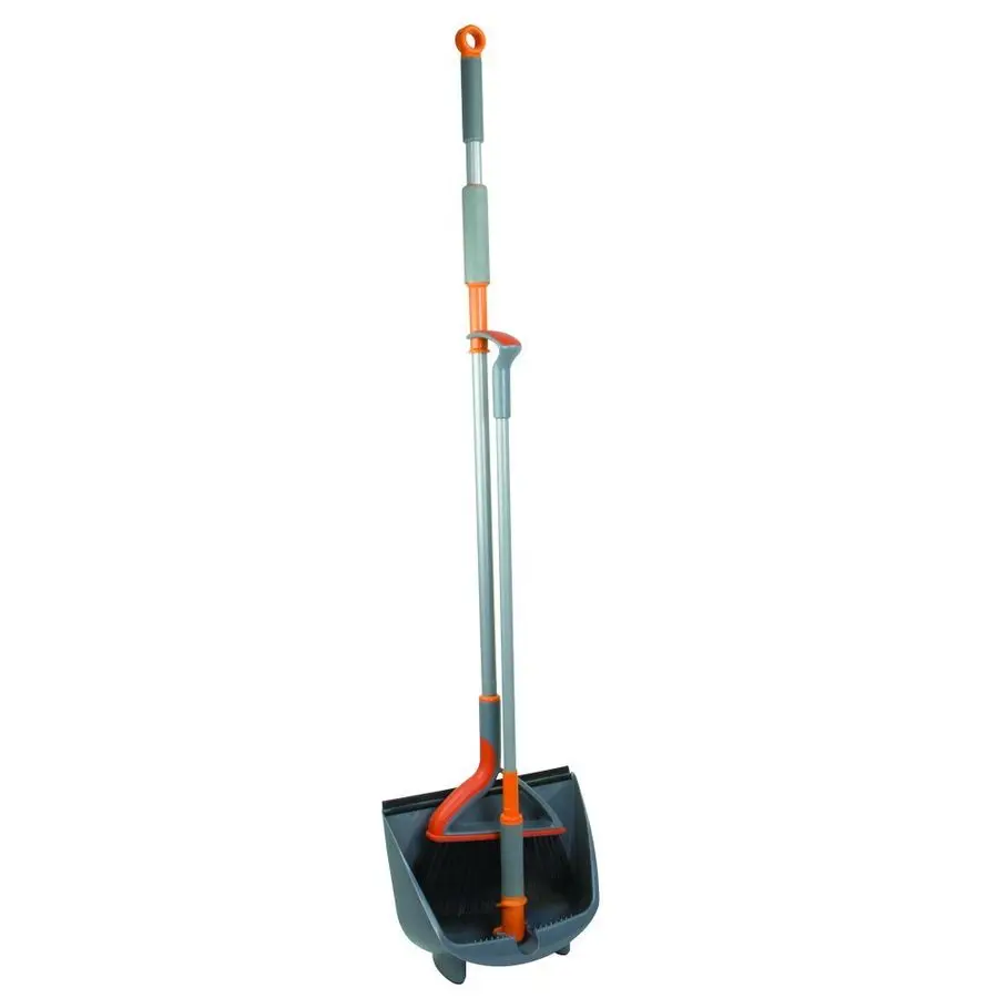 

Quick n Easy Upright Broom and Dustpan Set, Gray Orange
