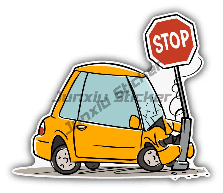

Car Collision Stop Cartoon Logo Car Bumper Sticker Decal