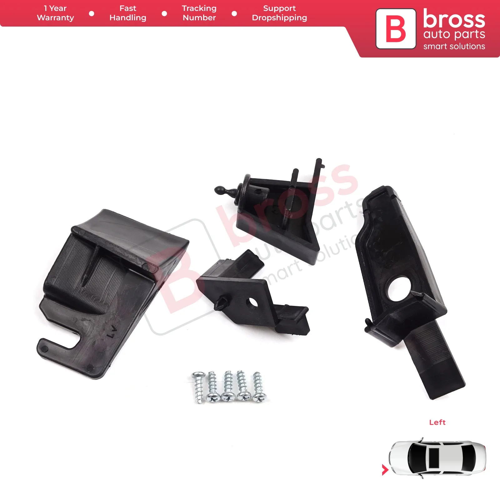 

BHL544 Headlight Holder Mount Repair Bracket Tab Set Left Side for Ford Transit Tourneo Courier MK1 2013-2022 ET7613W030