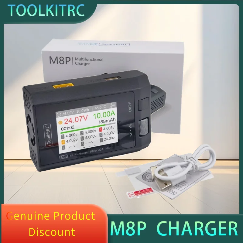 

ToolkitRC M8P 600 Вт 20 А Многофункциональное балансное зарядное устройство постоянного тока для 1-8S XT60 Lipo LiHV LiFe Lion LTO Тестирование сигнала аккумулятора M8S Обновление