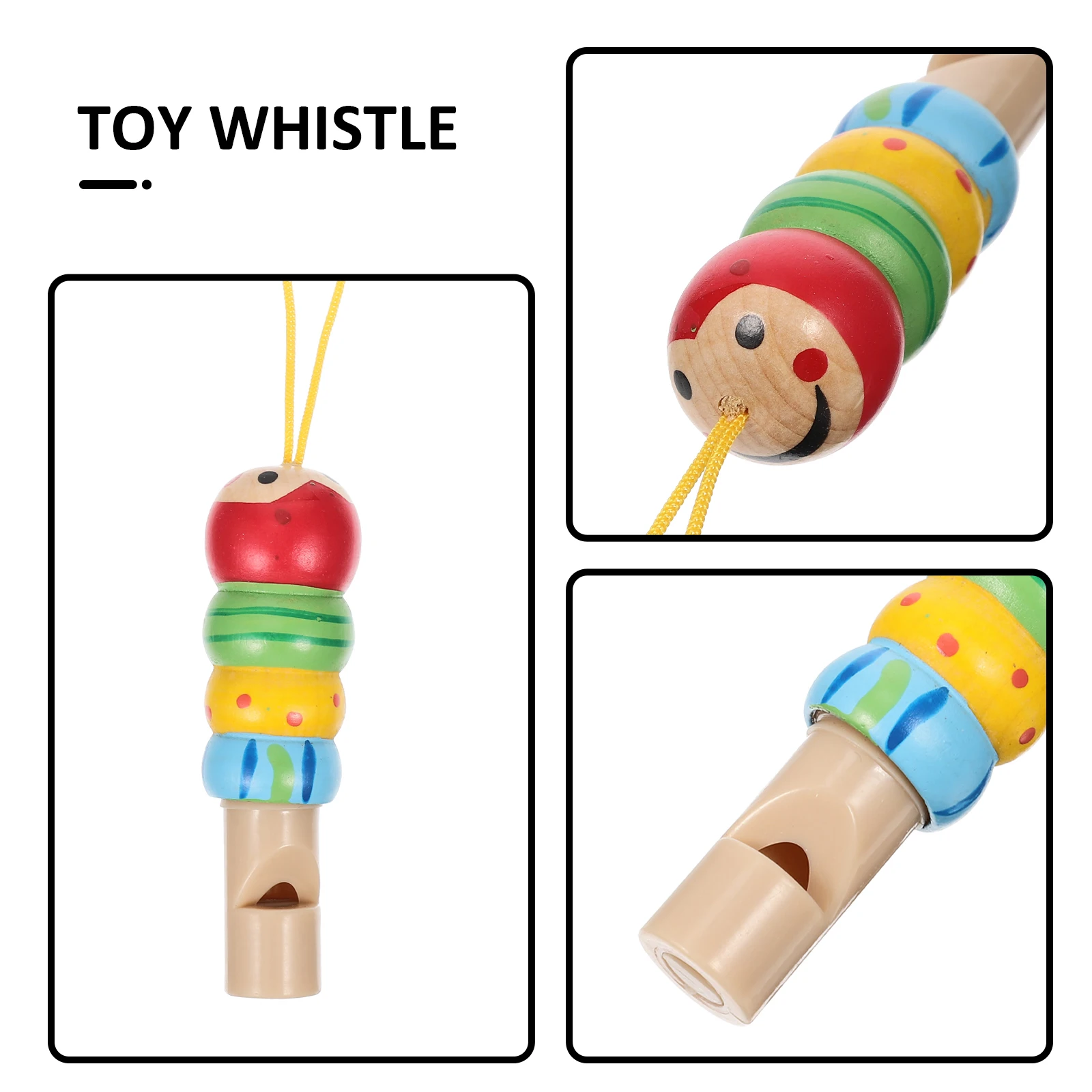 2 fischietti colorati per bambini, giocattolo musicale in legno, strumento educativo per bambini con cordino, regalo creativo per bambini