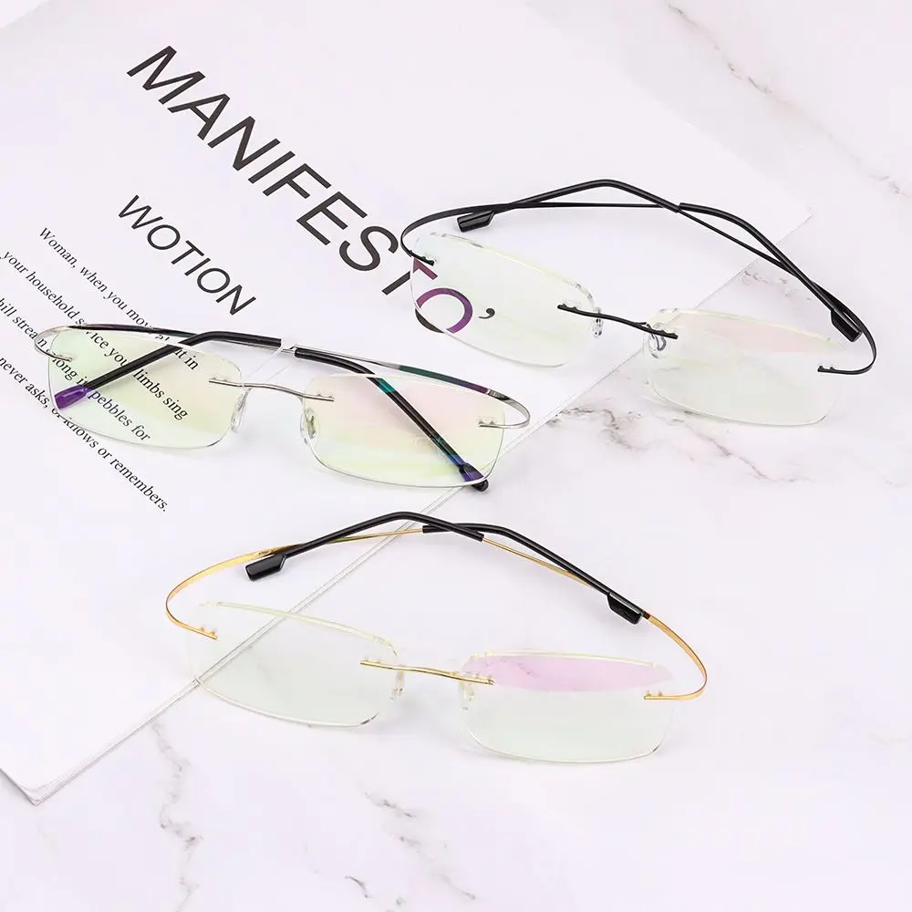 

Unisex Frameless Frame Metal Reading Glasses Presbyopia Eyeglasses Anti Blue-ray Far Sight Eyewear