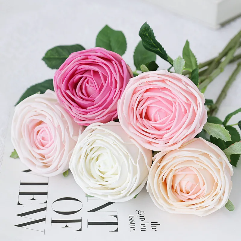 

1pc Real Touch Fake Latex Rose Flower Nordic Dining Table Home Decor Pink White Moisturizing Artificial Roses Wedding Decoration