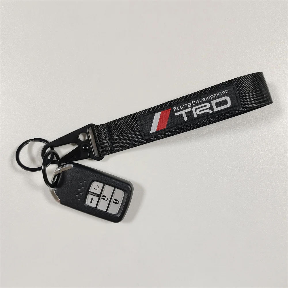 Car Keychain for TOYOTA TRD Red Black Wristband JDM Keyring corolla Yaris Chr GR rav4 Key Tag Men Gadgets Accessories Decoration