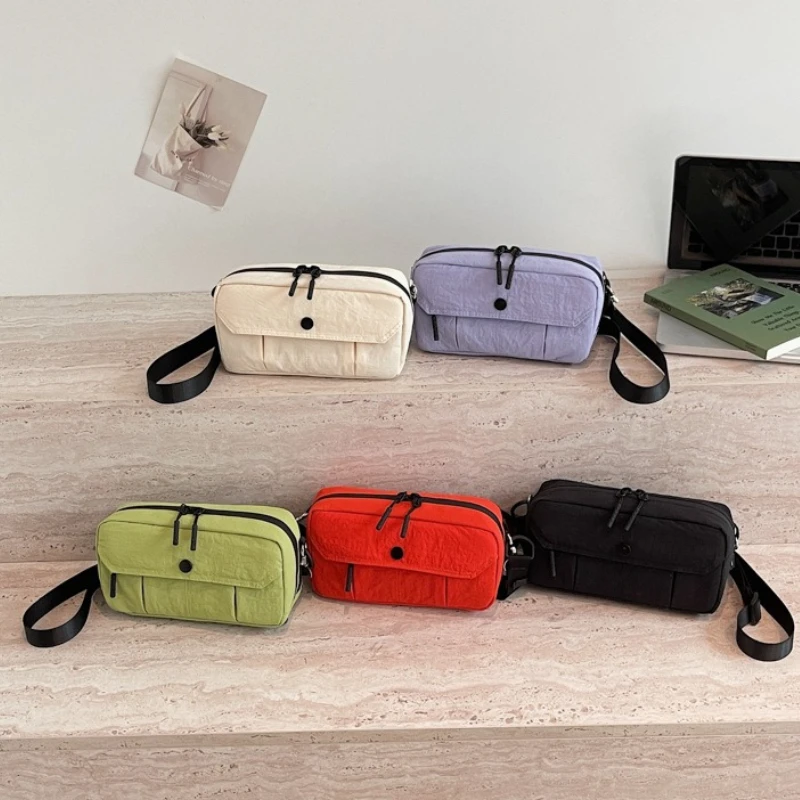 

New Fashion Simple Macaron Color Canvas Crossbody Underarm Bag for Women Lightweight Casual Versatile Small Square Shoulder Bag