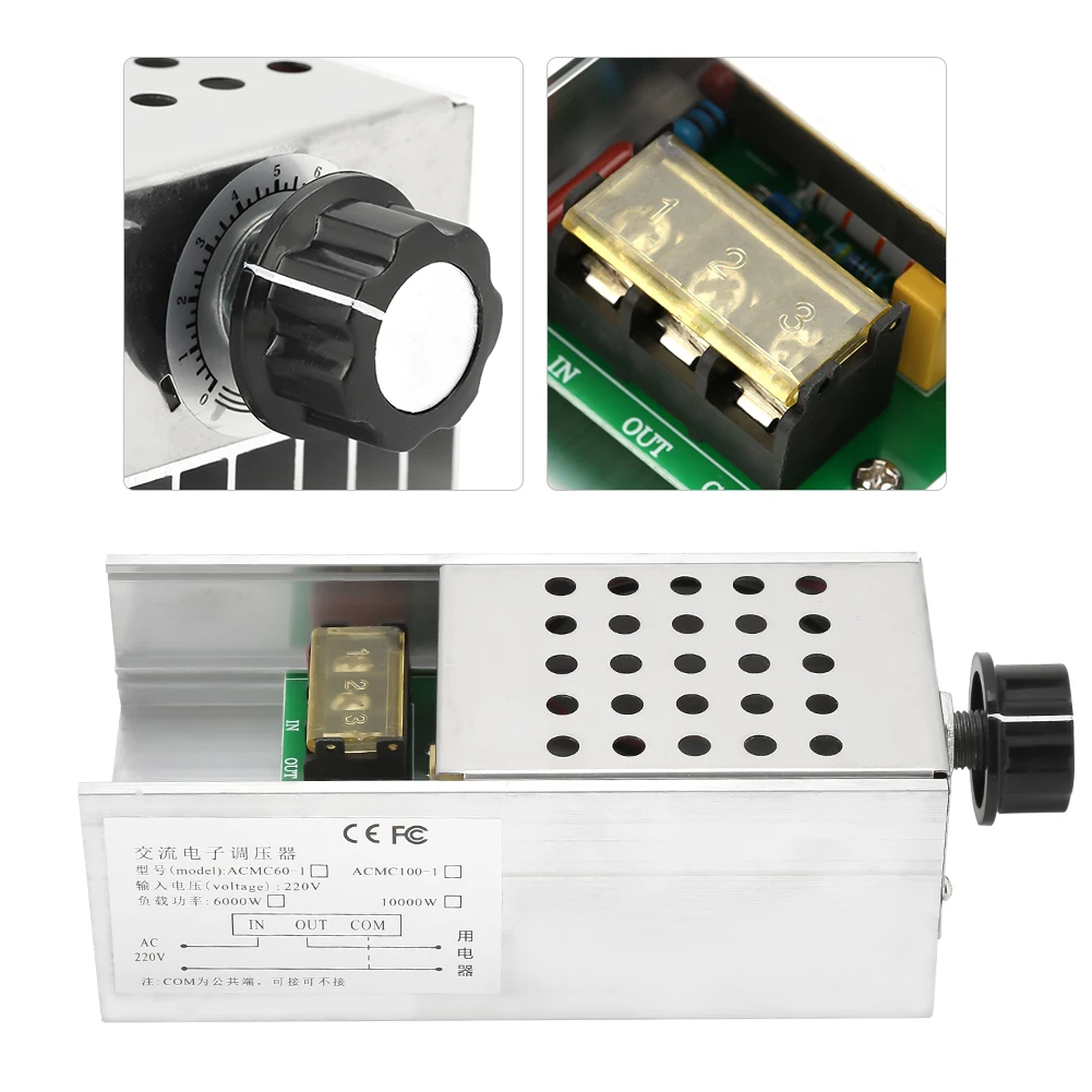 6000W AC 220V SCR Electric Voltage Regulator Dimmer Motor Speed Temperature Controller Voltage Controller