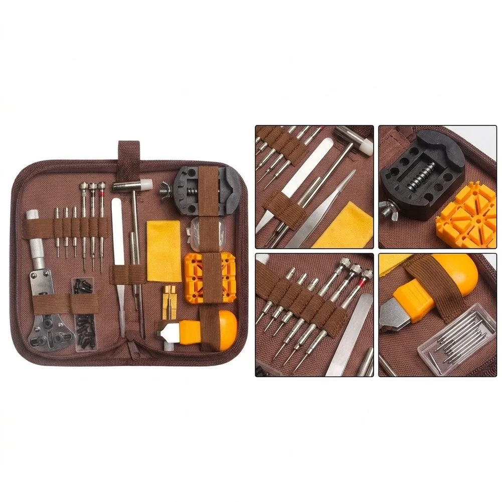 Watch Repair Tool Kit 168-Piece Alloy Set Featuring Ergonomic Handles Portable Storage Case and Precision Watch Servicing Tools