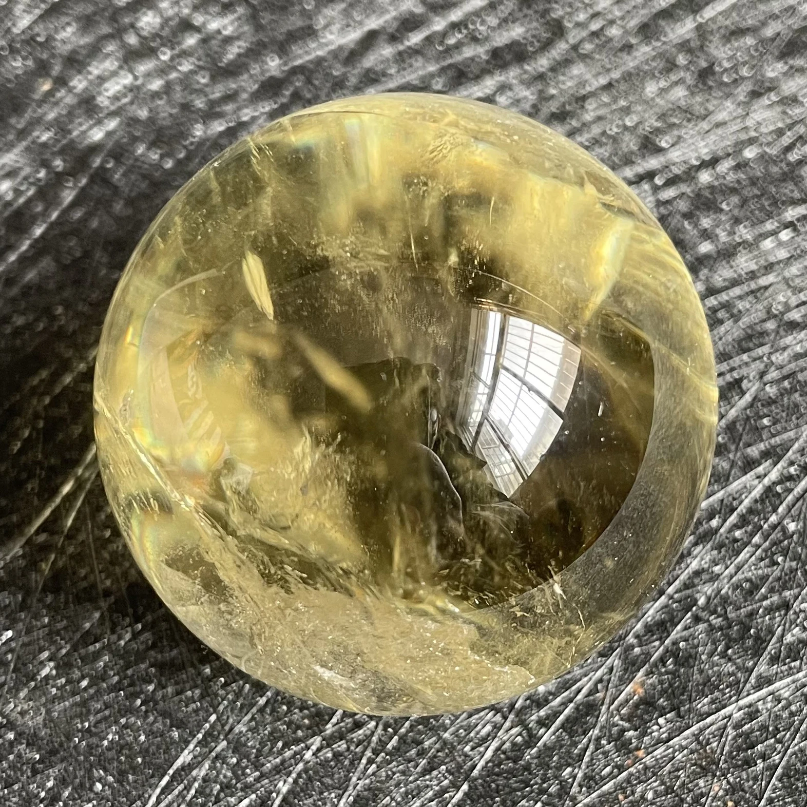 

138g Natural Stone Citrine Crystal Ball Rainbow Quartz Sphere Polished Rock Reiki Healing L51