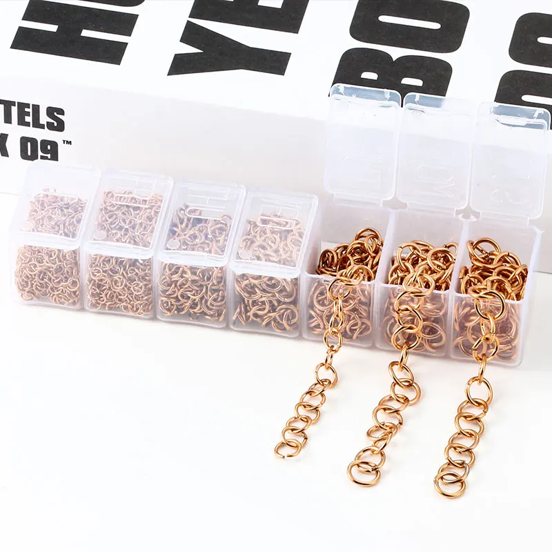 3/4/5/6/7/8mm Rose Gold Open Jump Ring Split Rings Connectors For Diy Jewelry Making Accessories Ring Box Set Wholesale Supplies