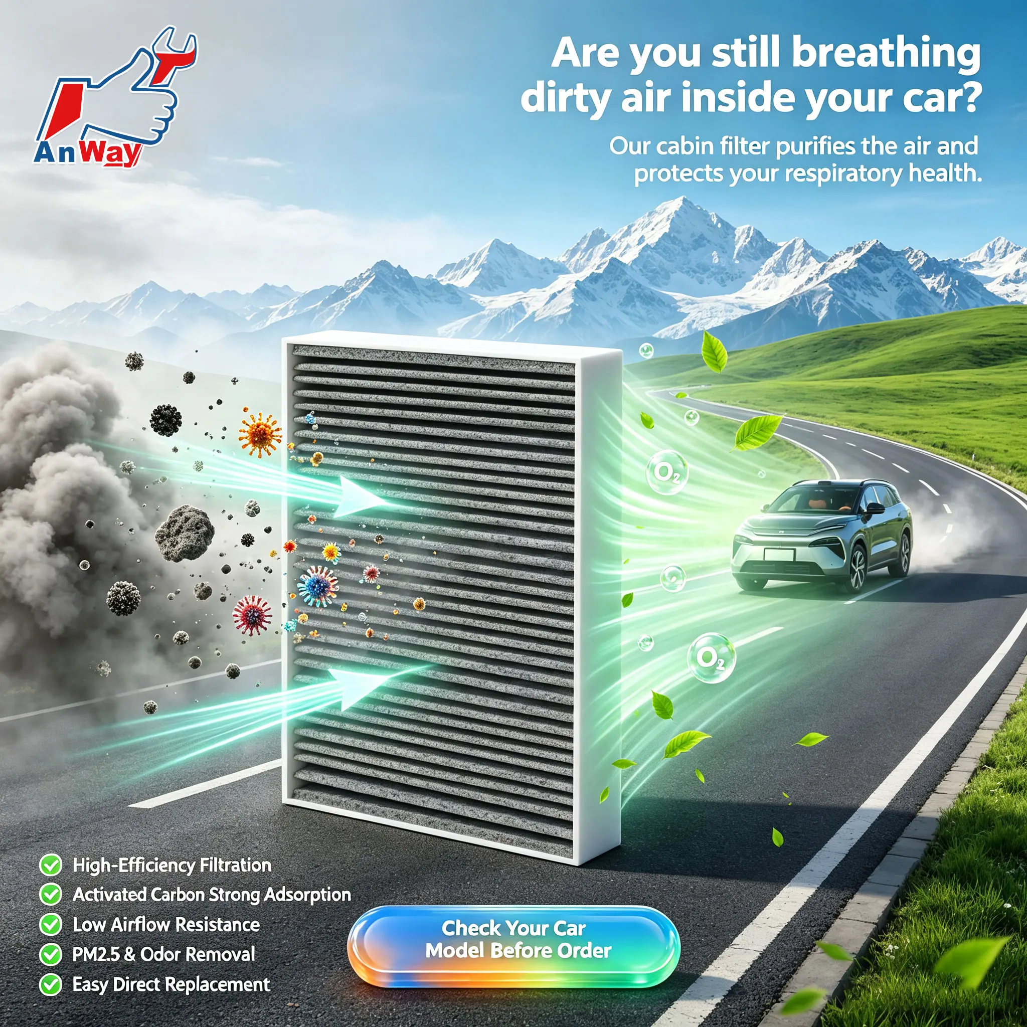 Custom Fit Car Cabin Air Filter For BYD Atto Sealion 8 2015-2026 High Efficiency Replacement Intake Filter Easy Install Filter