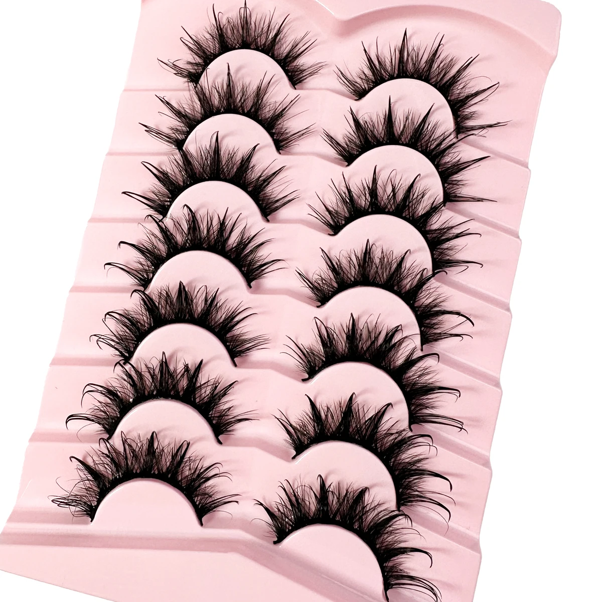 2/7 nasse falsche Wimpern, flauschige Feen-Manga-Katzenwimpern, 3D-Katzenaugenwimpern, künstliche Wimpern, natürliche lange Vollstreifenwimpern, geflügelte