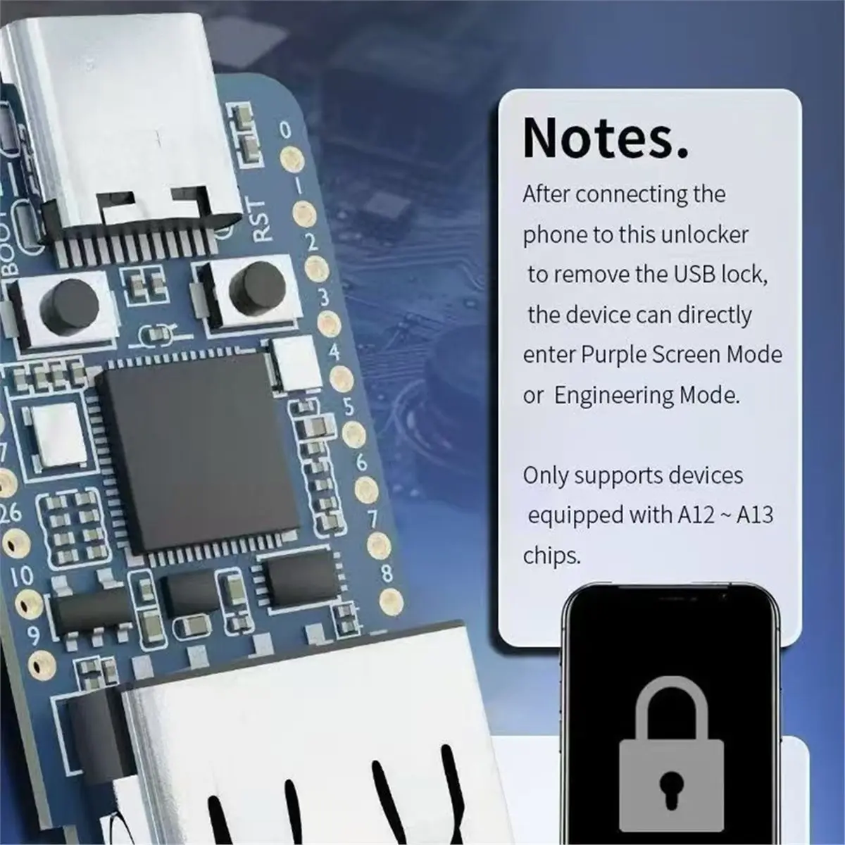 USB Unlock Tool Type-C A12/A13 Chip Engineering Mode Device / USB Screen Module Mobile Phone Debugging Module