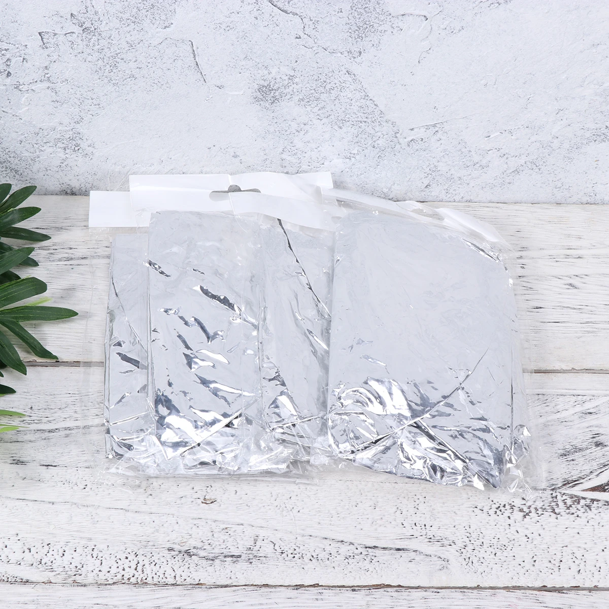 

6pcs Aluminum Foil Hair Cap Waterproof Elastic Shower Hat For Women Heat Therapy Bath Spa Salon Use Golden Disposable