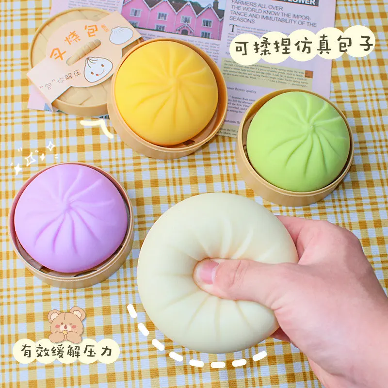 

Baozi Model Stress Relief Sensory Toy - Realistic Food Soft Gel Toy - Steamer Basket Mantou Squeezable Dough Ball -Creative Gift
