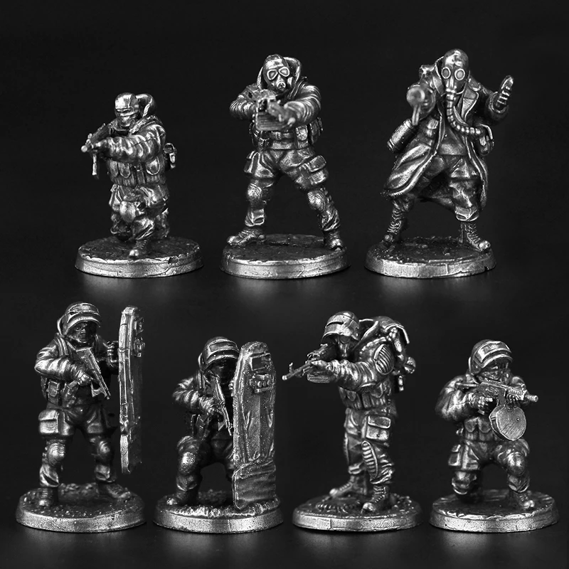 Cupronickel gra planszowa kawałek metalowe figurki nowoczesny wojna Model żołnierza kreatywna miniaturowa ozdoba akcesoria zabawki