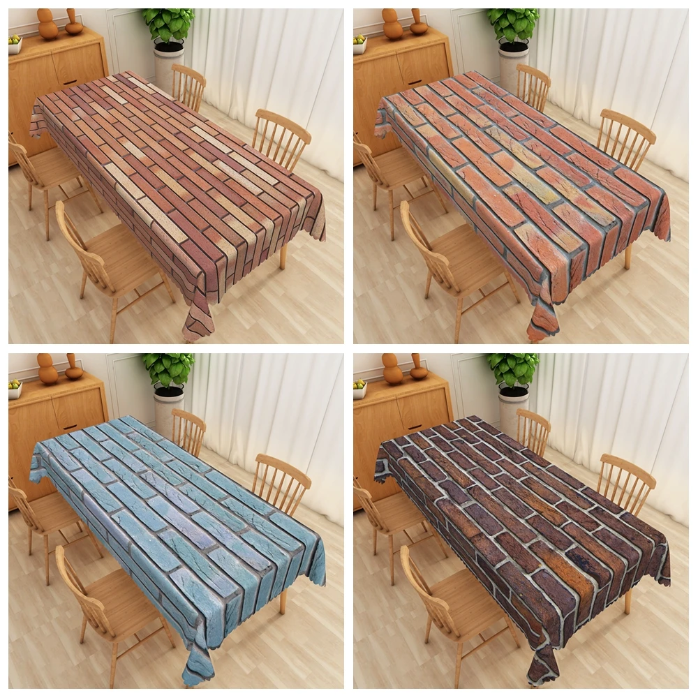 

Retro Brick Wall Tablecloth Abstract Texture Dining Waterproof Table Cover for Home Outdoor Picnic Birthday Wedding Party Decor