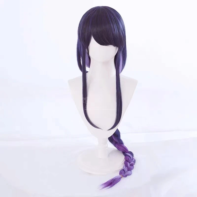 Wig Genshin Impact Raiden Cosplay 90cm Purple Wigs Hair Anime Hair halloween party